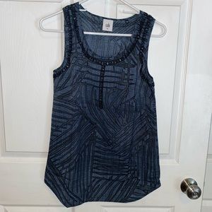 NWOT Cabi Blue Palm Beaded Tank